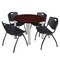Kee Kee Round Table & Chair Set, Wood, Metal, Plastic Top, Mahogany TB42RNDMHBPCM47BK - alternate 1